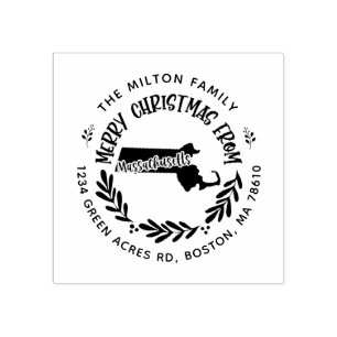 Tampons Encreurs massachusetts joyeux noël adresse de retour
