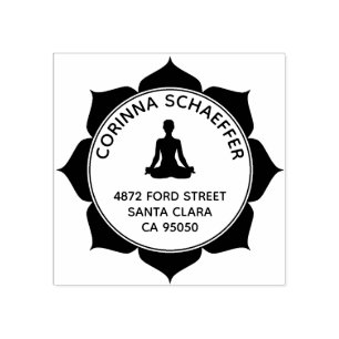 Tampons Encreurs Méditation Lotus Round Retour Adresse Timbre en ca