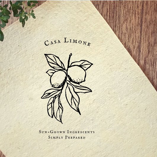 Tampons Encreurs Mediterranean Lemon Botanical Kitchen Rubber Stamp