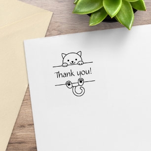 Tampons Encreurs Merci de chat blanc mignon 1x1