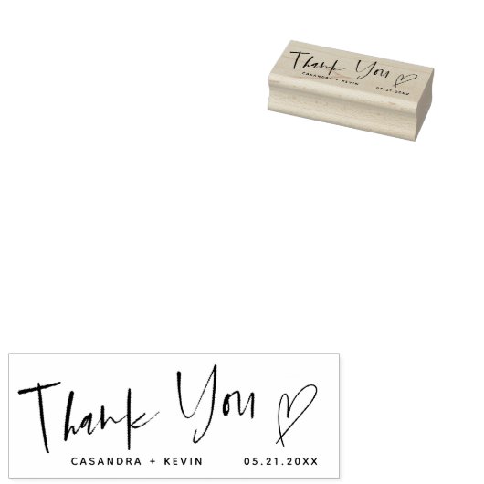 Tampons Encreurs Merci Décontracté Script Mariage de coeur (Tamponné)