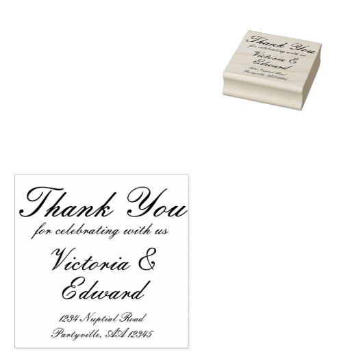 Tampons Encreurs Merci Elegant Script Mariage Adresse (Tamponné)