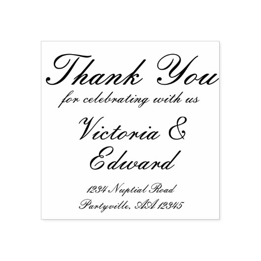 Tampons Encreurs Merci Elegant Script Mariage Adresse (Impression)