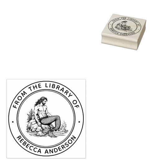 Tampons Encreurs Merman on Rocks Ex Libris Boplate Library Book (Tamponné)