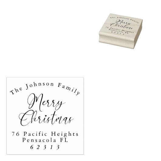 Tampons Encreurs MERRY CHRISTMAS Courbé Texte Nom et adresse de fam (Tamponné)