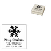 Tampons Encreurs Merry Christmas Script Snowflake Family Address (Tamponné)