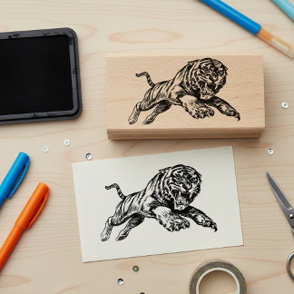 Tampons Encreurs Mighty Tiger Wooden Art Stamp