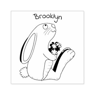 Tampons Encreurs Mignons lapin lapin lapin assis avec dessin de car