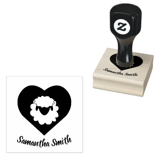 Tampons Encreurs Mignons mouton caricature avec coeur en Arrière -  (Tamponné)