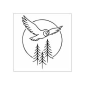 Tampons Encreurs Minimal Flying Owl Over Pines – Forest Line Art Il (Impression)