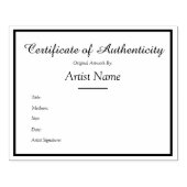 Tampons Encreurs Modèle de certificat d'authenticité personnalisabl (Impression)