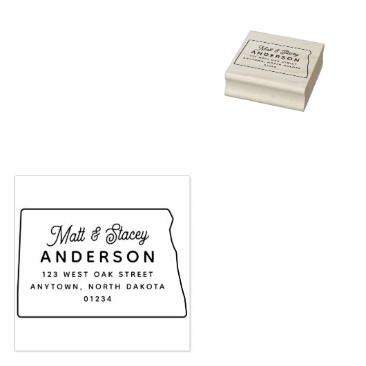 Tampons Encreurs Modern Chic NORTH DAKOTA State Adresse de retour (Tamponné)