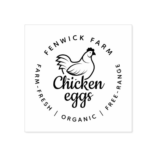 Tampons Encreurs Modern Chicken Egg Farm Custom Small Business Logo (Impression)