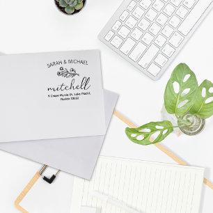 Tampons Encreurs Modern Floral Couple Adresse de retour