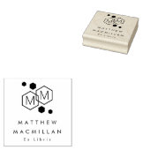 Tampons Encreurs Modern geometric hexagons monogram library book (Tamponné)