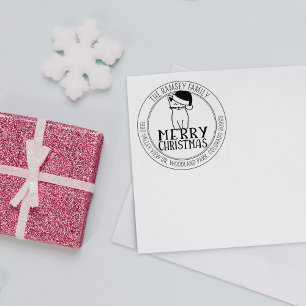Tampons Encreurs Modern Joyeux Noël Chat Adresse de retour