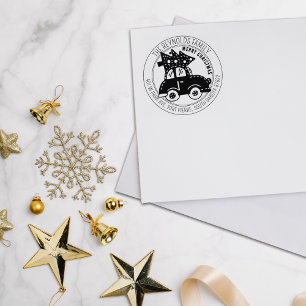Tampons Encreurs Modern Joyeux sapin de Noël Adresse de retour