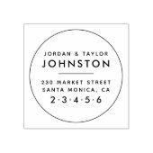 Tampons Encreurs Modern Married Couple Round Return Adresse (Impression)