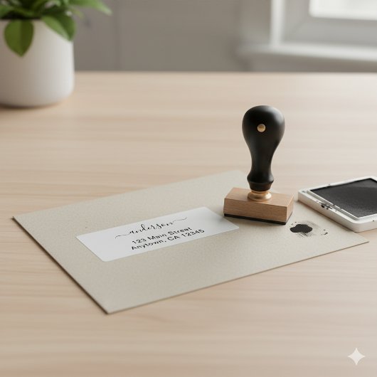 Tampons Encreurs Modern Minimal Custom Address Wood Stamp Design