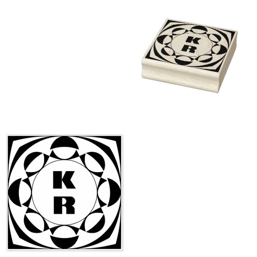 Tampons Encreurs Modern Monogram Vertical Initials Art Stamp (Tamponné)