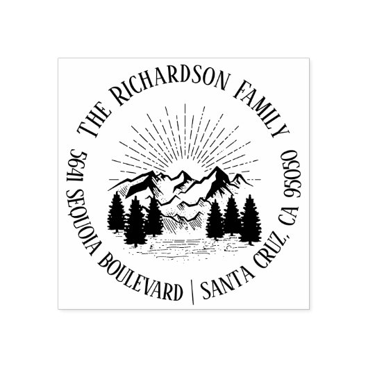 Tampons Encreurs Modern Rustic Mountains Nom de famille Adresse de (Impression)