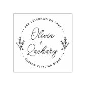 Tampons Encreurs Modern Script Circulaire Floral Mariage Adresse (Impression)
