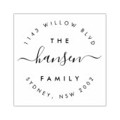 Tampons Encreurs Modern Script Circulaire Nom de famille Adresse de (Impression)