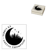 Tampons Encreurs Moderne Crescent Lune Arbres & Étoiles Round Ex Li (Tamponné)