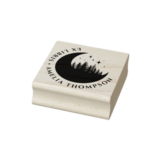 Tampons Encreurs Moderne Crescent Lune Arbres & Étoiles Round Ex Li (Tampon)