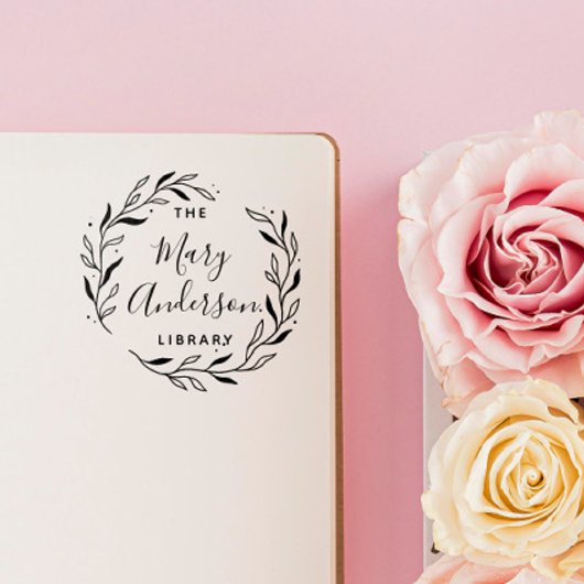 Tampons Encreurs Moderne Feuilles Simple De La Bibliothèque De