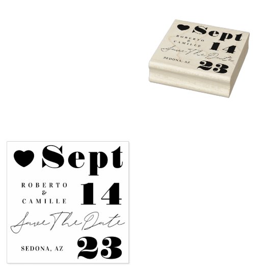 Tampons Encreurs Moderne Minimal Gras Imprimer Mariage Enregistrer  (Tamponné)