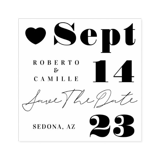 Tampons Encreurs Moderne Minimal Gras Imprimer Mariage Enregistrer (Impression)