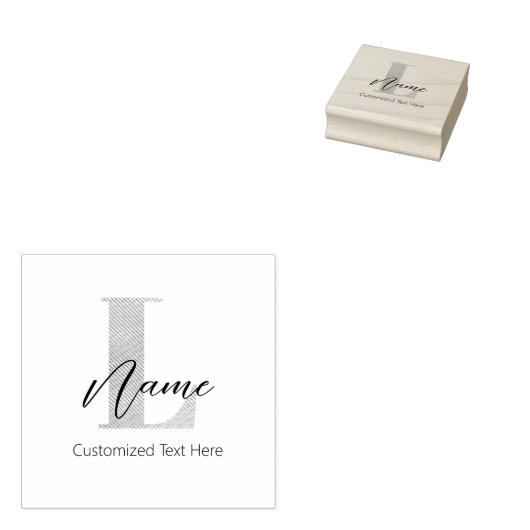 Tampons Encreurs Moderne Monogramme Initiale L & Nom Personnalisé (Tamponné)