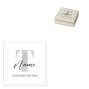 Tampons Encreurs Moderne Monogramme Initiale T & Nom Personnalisé