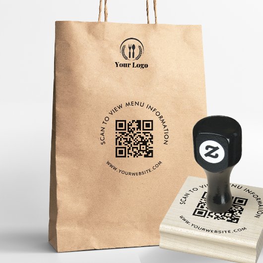 Tampons Encreurs Moderne Scannable QR Code Simple Business Menu