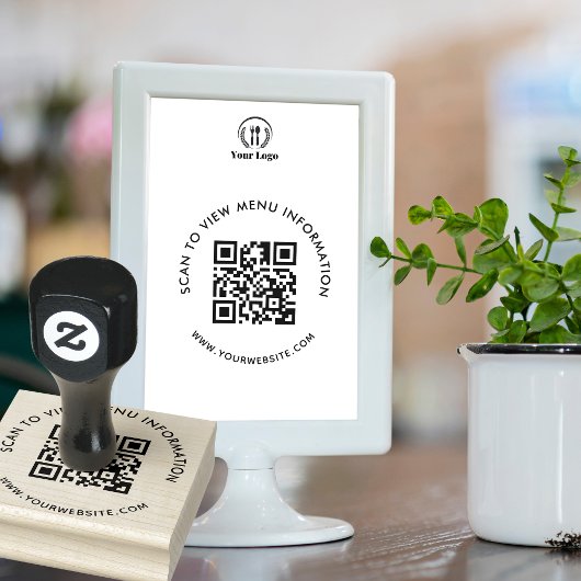Tampons Encreurs Moderne Scannable QR Code Simple Business Menu