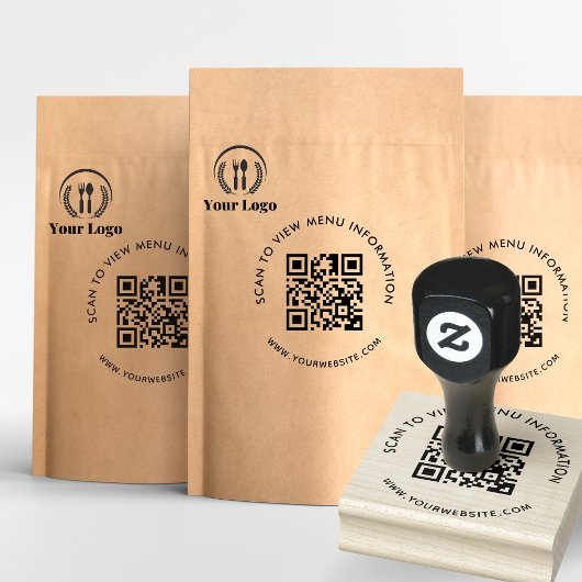 Tampons Encreurs Moderne Scannable QR Code Simple Business Menu