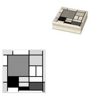 Tampons Encreurs Mondrian Peinture Rouge Plane Jaune Noir Gris Bleu