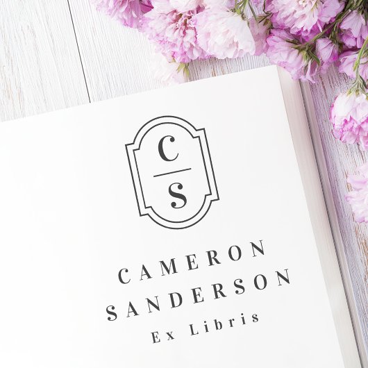 Tampons Encreurs Monogram initials elegant border Ex Libris book