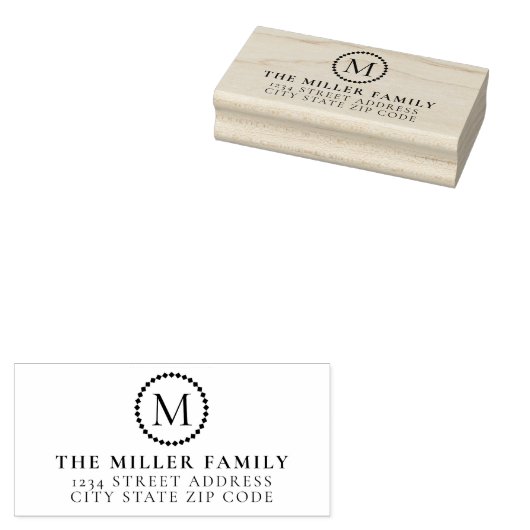 Tampons Encreurs Monogram Medallion Famille Modèle Adresse de retou (Tamponné)