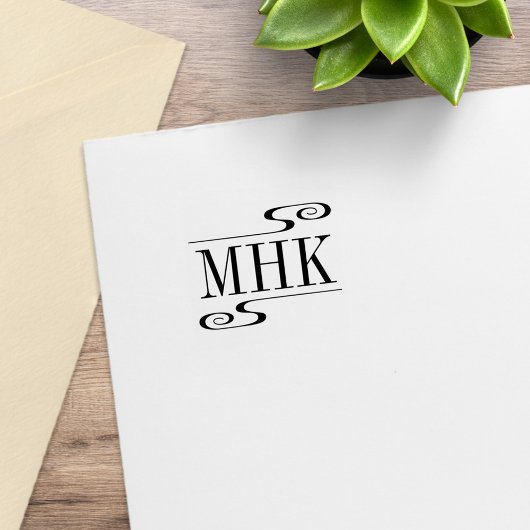 Tampons Encreurs Monogramme à initiales de boucles simples 1x1