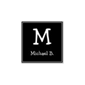 Tampons Encreurs Monogramme blanc et nom sur Carré arrondi vert (Impression)