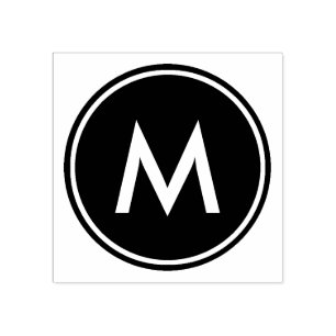 Tampons Encreurs Monogramme blanc minimal personnalisé Cercle noir