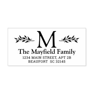 Tampons Encreurs Monogramme botanique Adresse de retour initiale