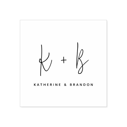 Tampons Encreurs Monogramme calligraphie moderne Mariage minimalist (Impression)