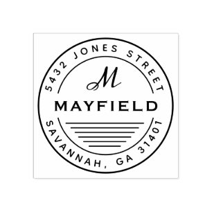 Tampons Encreurs Monogramme circulaire moderne Adresse de retour