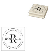 Tampons Encreurs Monogramme circulaire Nom de famille Adresse de re (Tamponné)