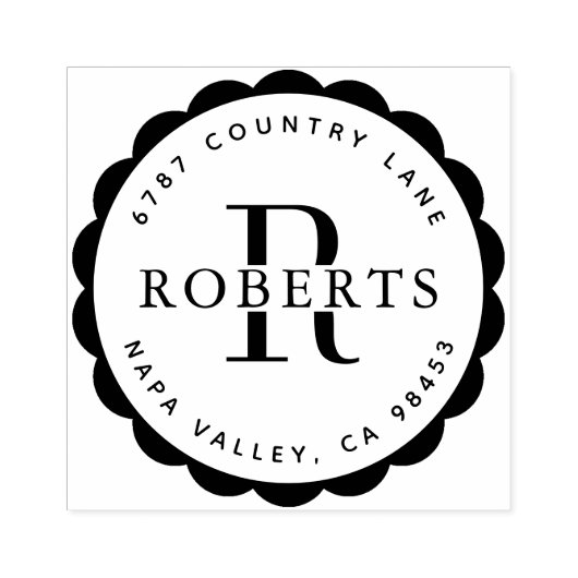 Tampons Encreurs Monogramme circulaire Nom de famille Adresse de re (Impression)