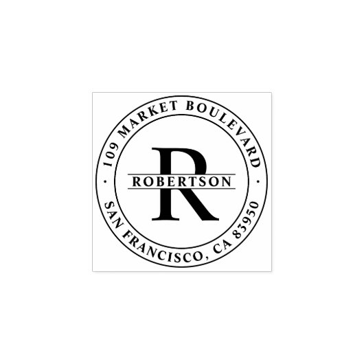 Tampons Encreurs Monogramme classique avec nom et adresse de retour (Impression)