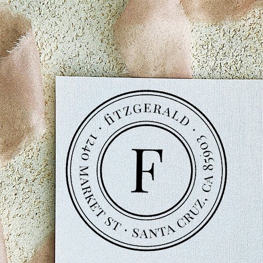 Tampons Encreurs Monogramme classique Nom de famille Ronde Adresse